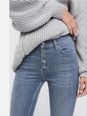 Free People Reagan Button Fly Raw Hem Crop Skinny Jeans. Sz 27